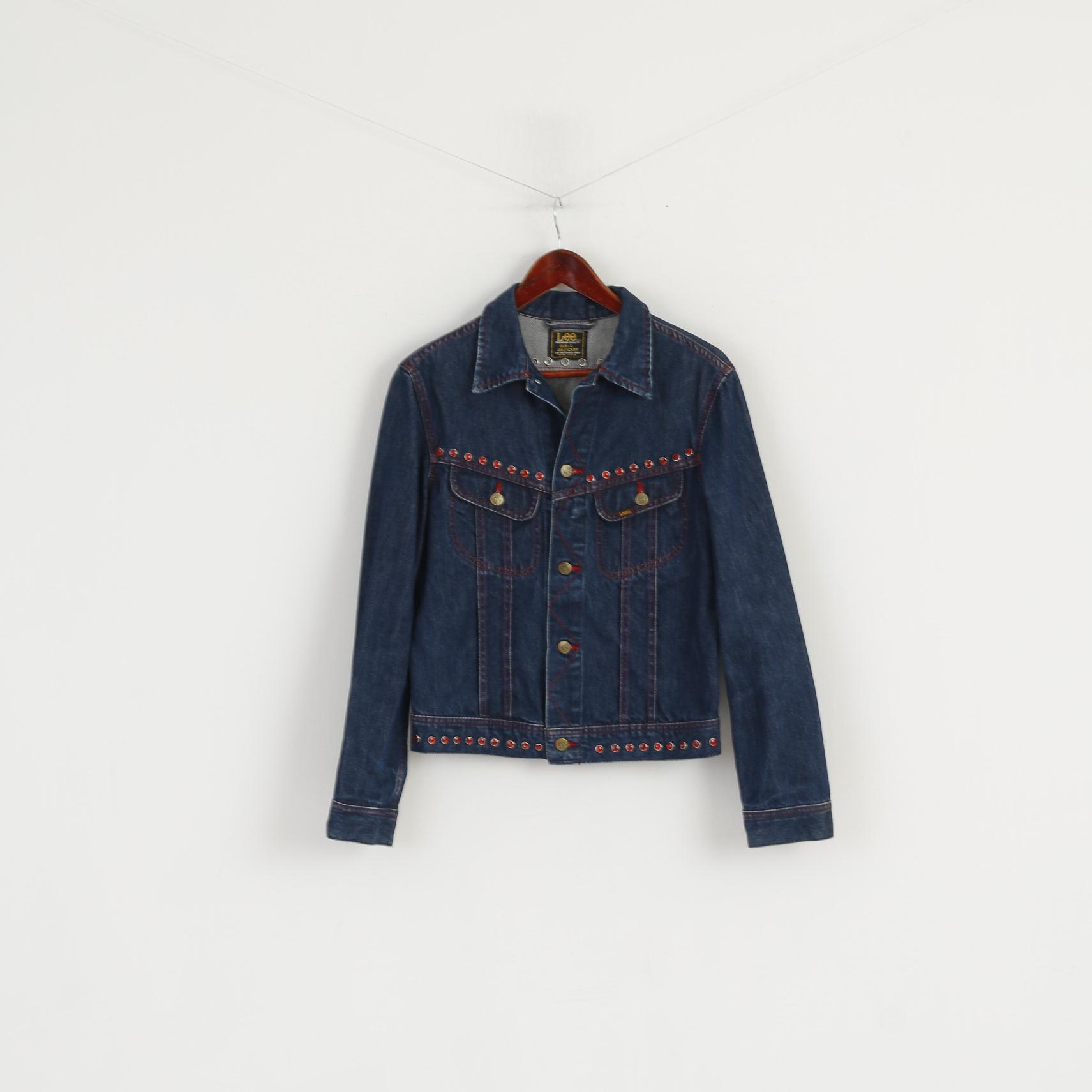 Lee Premium qualité femmes L (M) veste en jean bleu marine jean Slim coton haut détaillé
