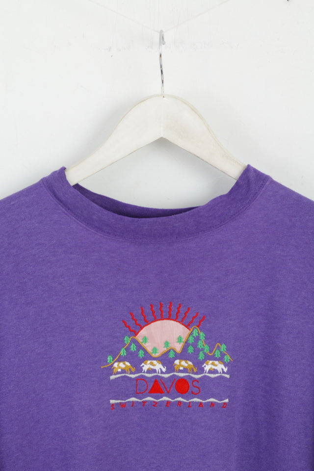 Sweet Line Gang Of Geneva Felpa da donna M Viola Grafica vintage Davos Svizzera Top