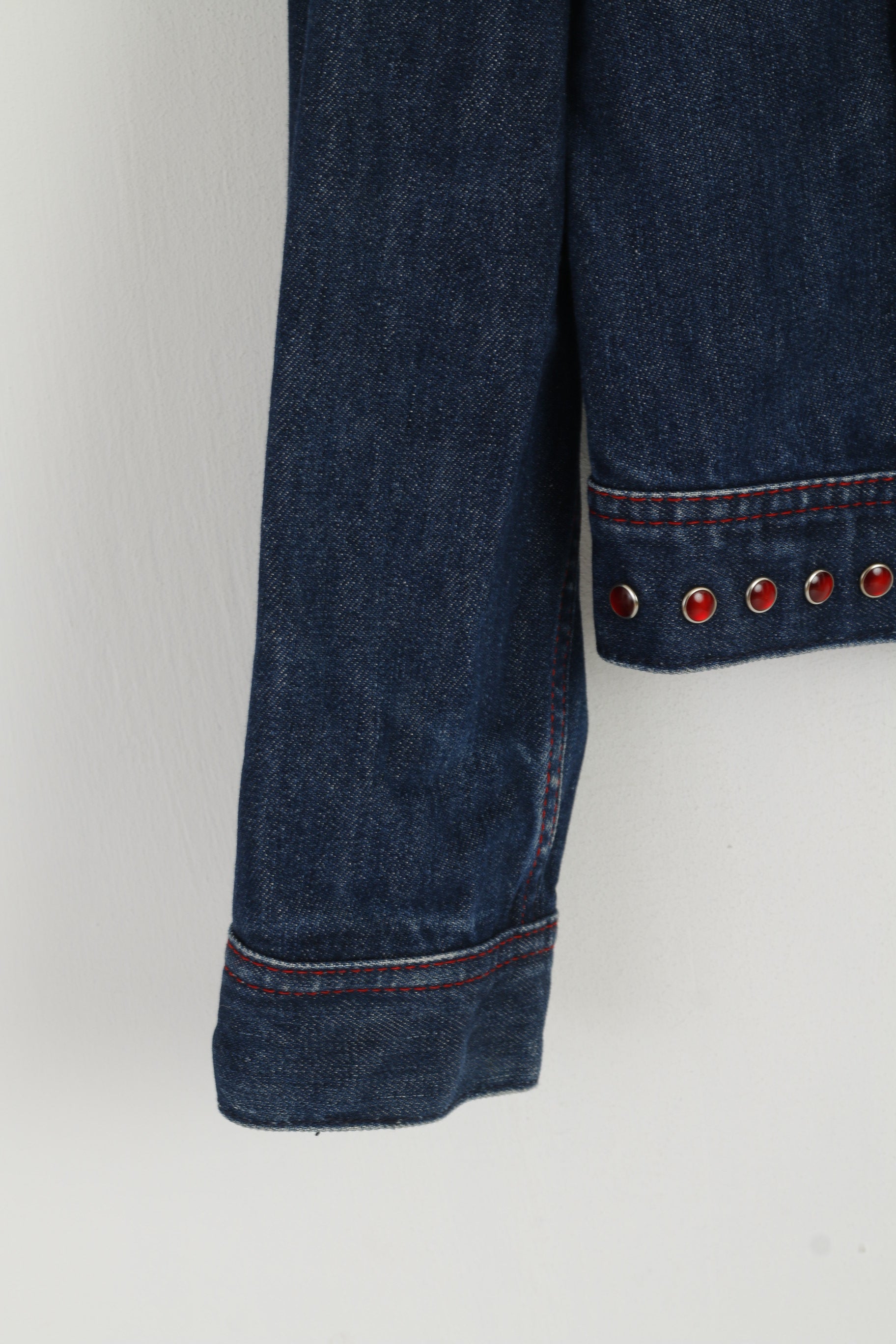 Lee Premium qualité femmes L (M) veste en jean bleu marine jean Slim coton haut détaillé