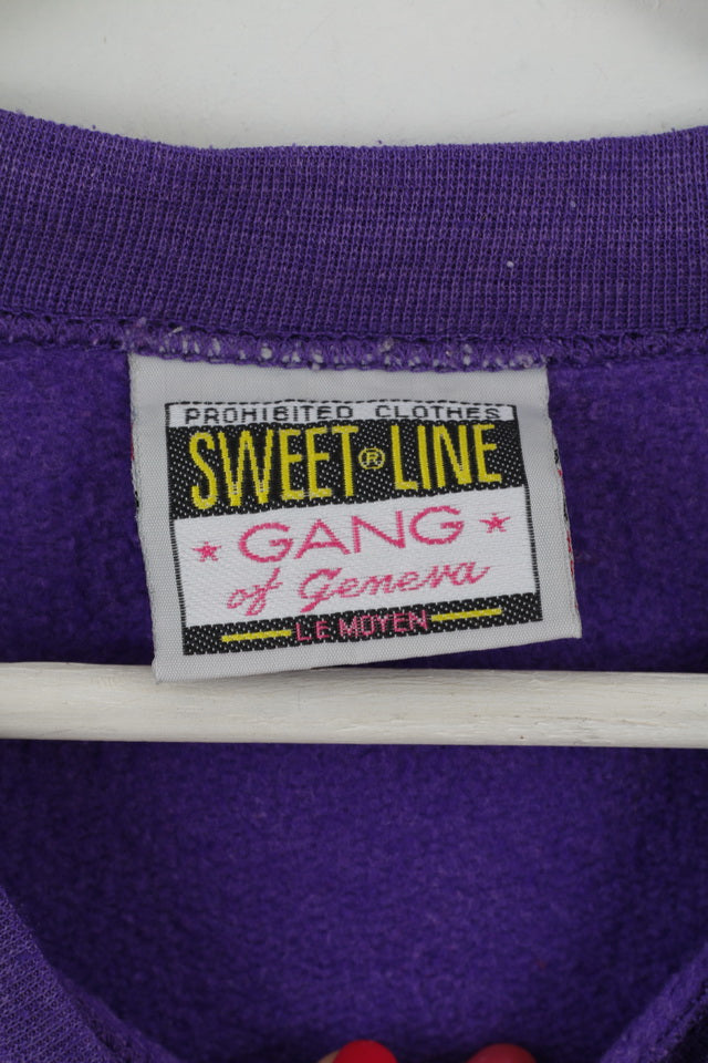 Sweet Line Gang Of Geneva Femmes M Sweat Violet Vintage Graphique Davos Suisse Top