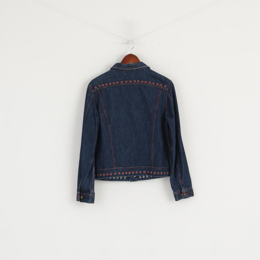 Lee Premium qualité femmes L (M) veste en jean bleu marine jean Slim coton haut détaillé