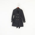 Yueyipai Manteau Femme Noir Coton Ceinturé Double Boutonnage Haut Classique