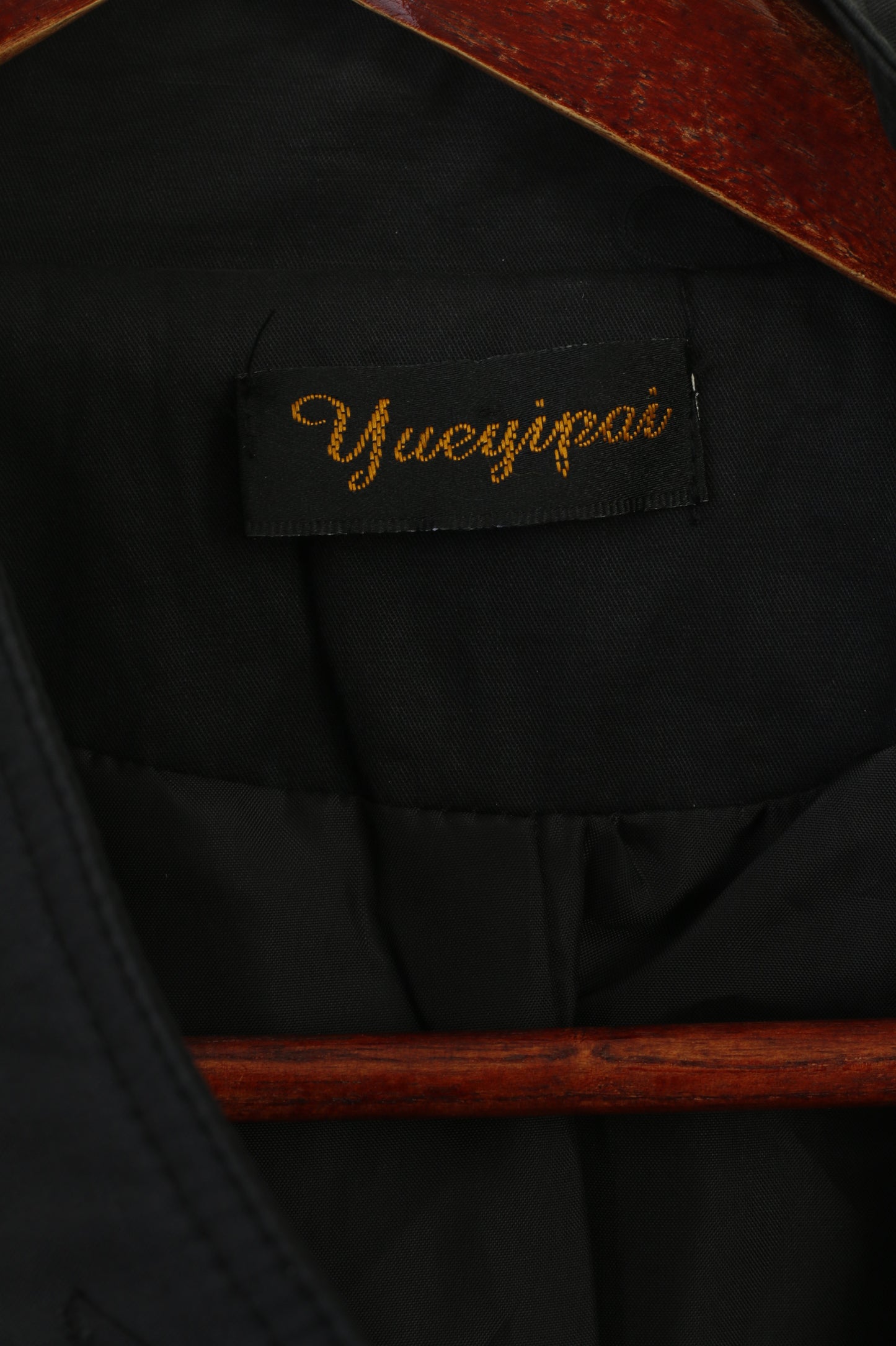 Yueyipai Manteau Femme Noir Coton Ceinturé Double Boutonnage Haut Classique