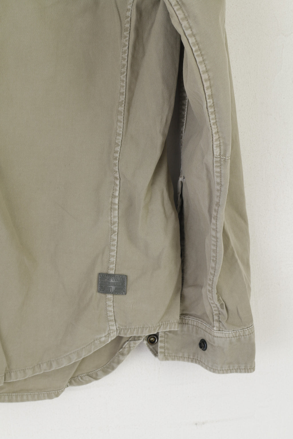 G-Star Raw Men M Casual Shirt Khaki Cotton Military Snap Pockets Cargo Line Top