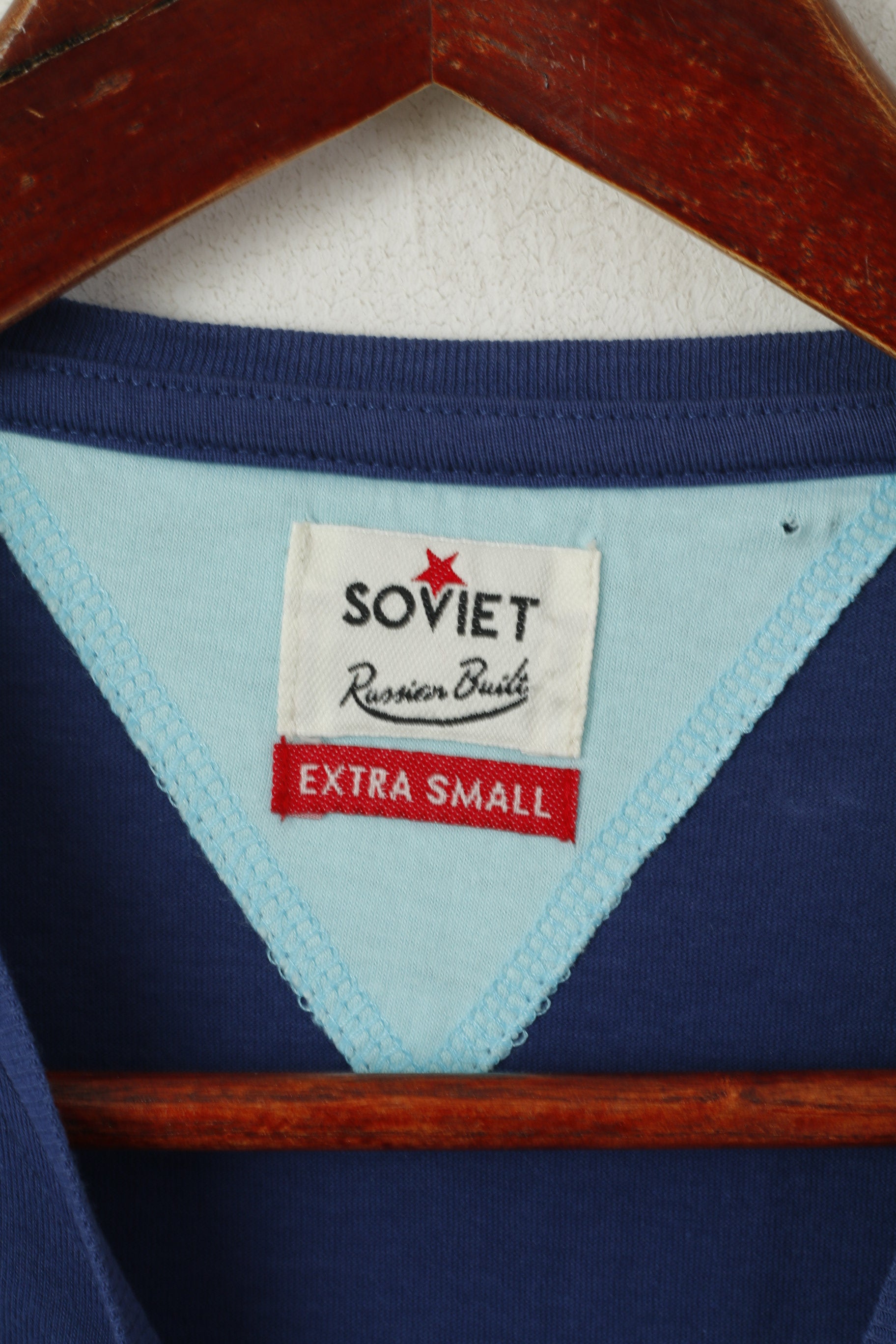 Soviétique Femmes XS Chemise Marine Coton Soviétique Pacific Tour Graphic Crew Neck Top