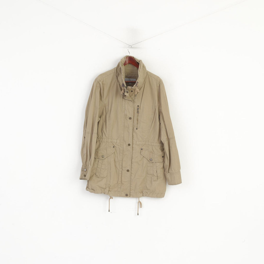 Andrew Marc New York Veste XL pour femme en coton beige léger avec fermeture éclair complète