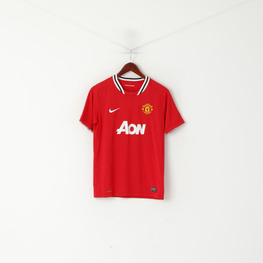 Maglia Nike Manchester United Youth 13-15 età 158 Maglia da calcio sportiva rossa da calcio