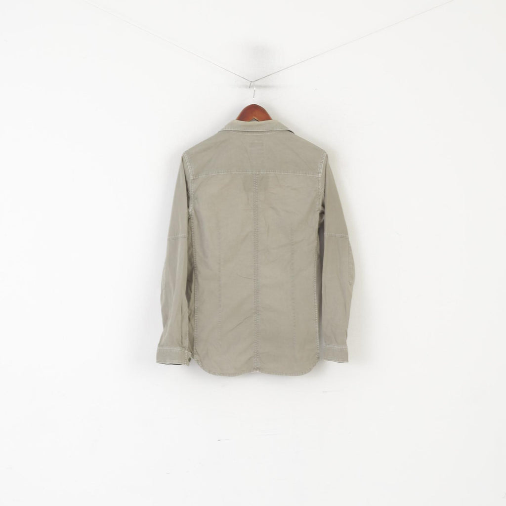 G-Star Raw Men M Casual Shirt Khaki Cotton Military Snap Pockets Cargo Line Top