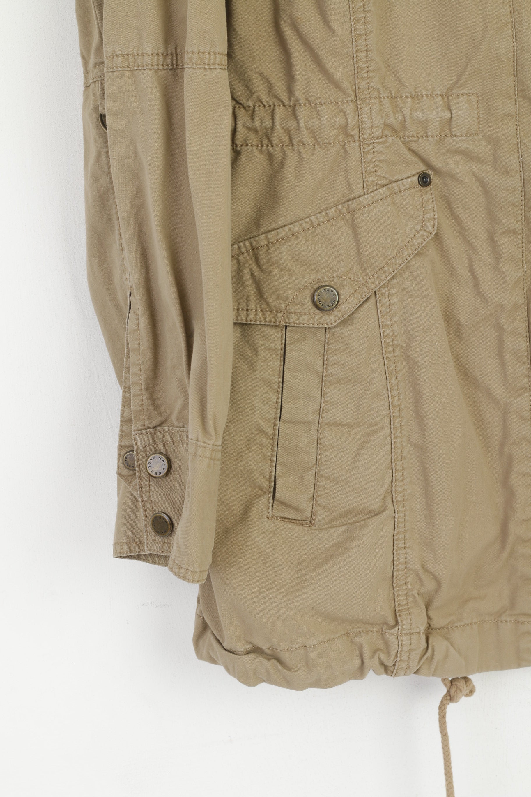 Andrew Marc New York Veste XL pour femme en coton beige léger avec fermeture éclair complète