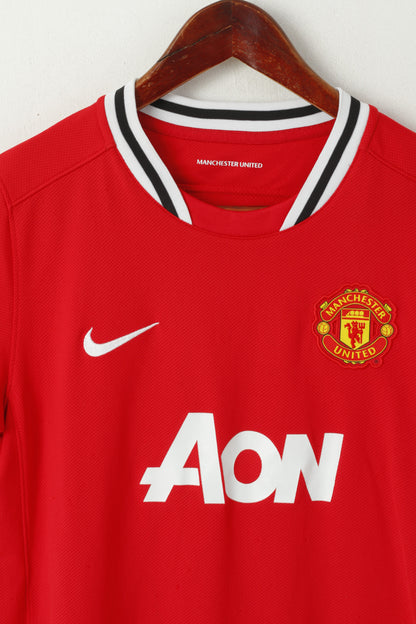 Maglia Nike Manchester United Youth 13-15 età 158 Maglia da calcio sportiva rossa da calcio