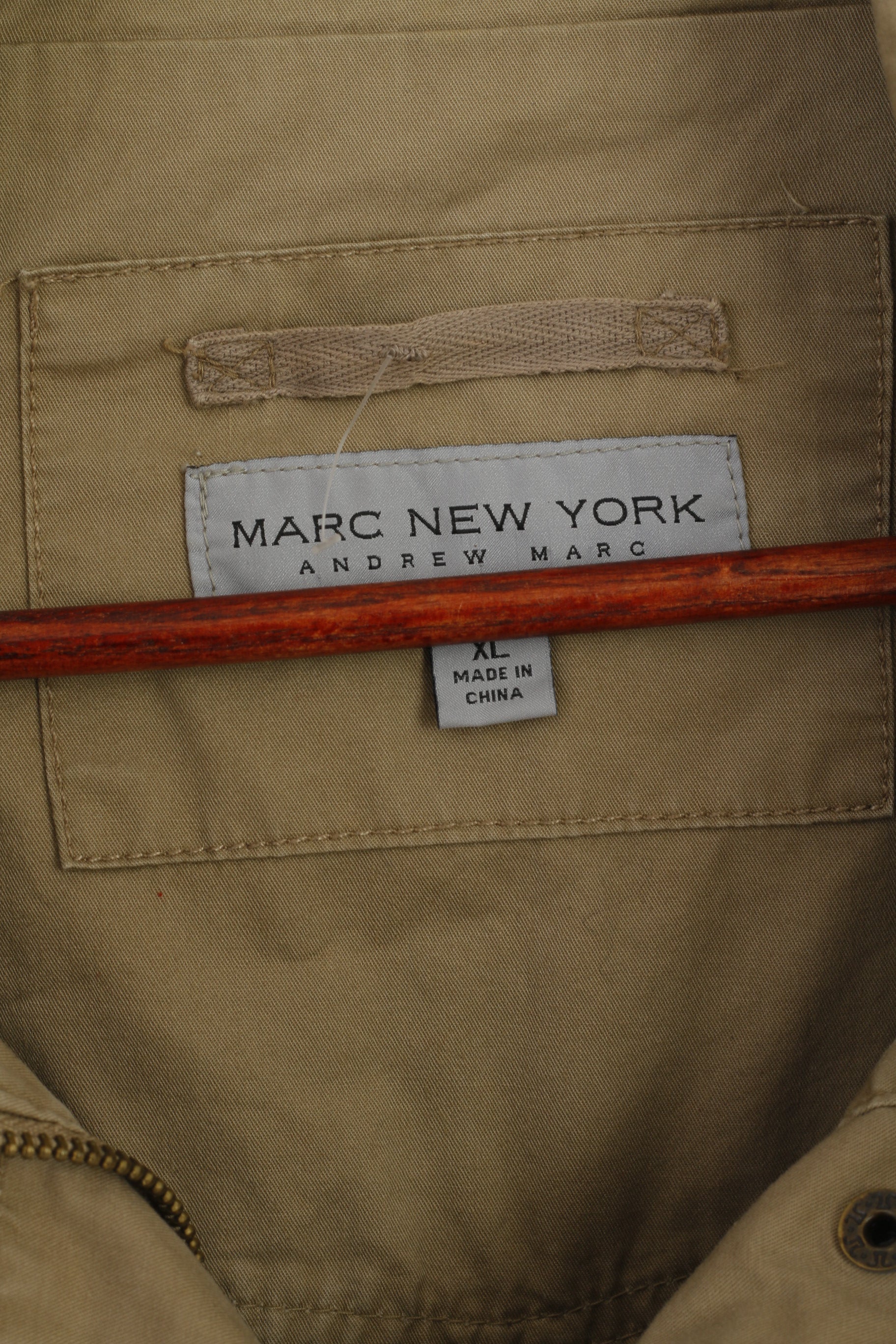 Andrew Marc New York Veste XL pour femme en coton beige léger avec fermeture éclair complète