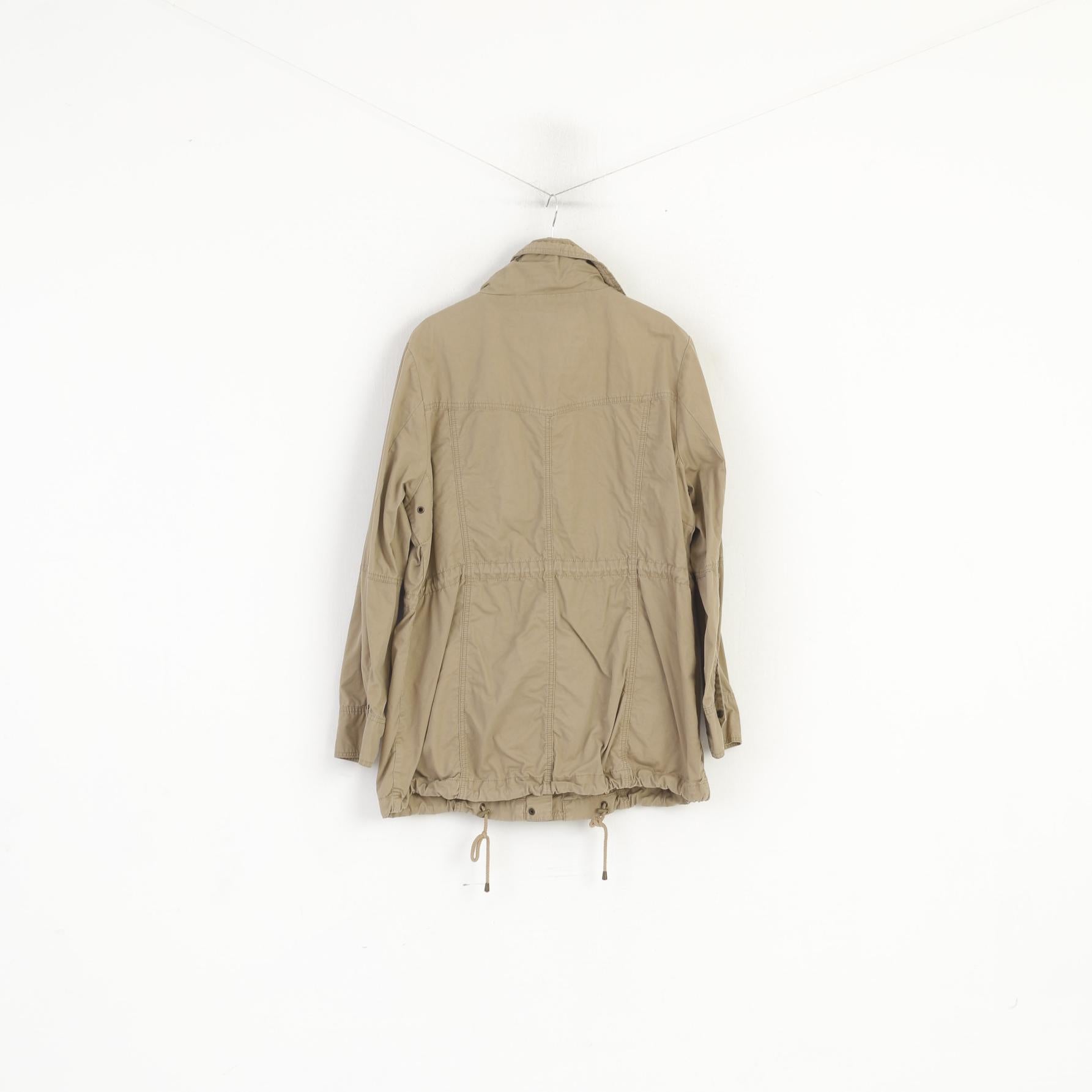 Andrew Marc New York Veste XL pour femme en coton beige léger avec fermeture éclair complète