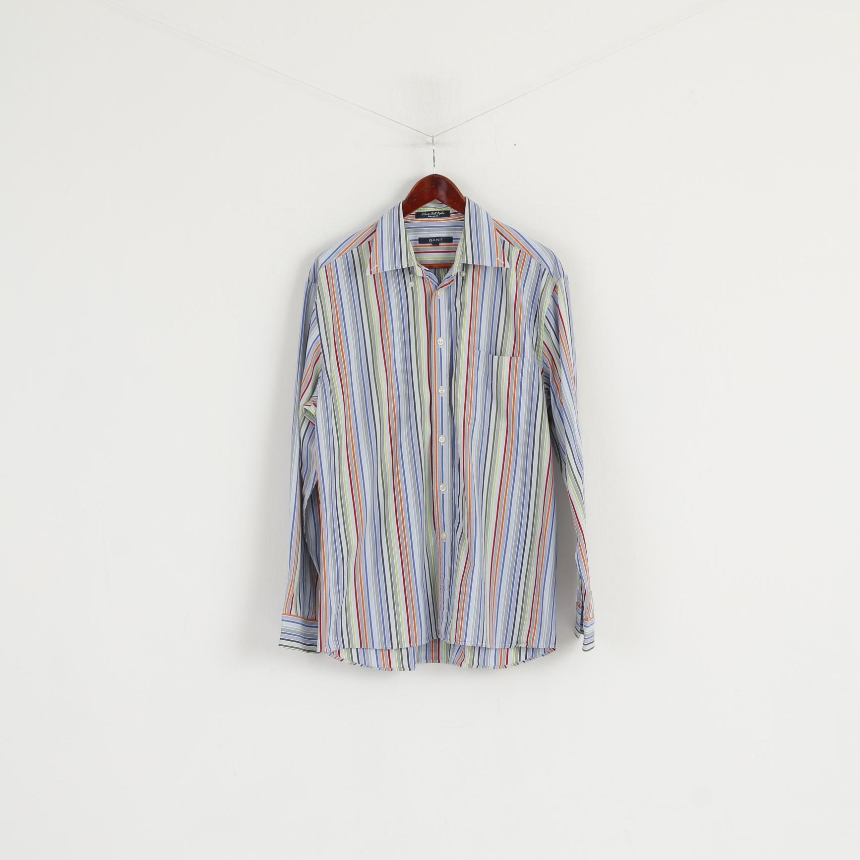 Gant Camicia casual da uomo L. Top vestibilità regolare in popeline Liberty Bell a righe di cotone blu