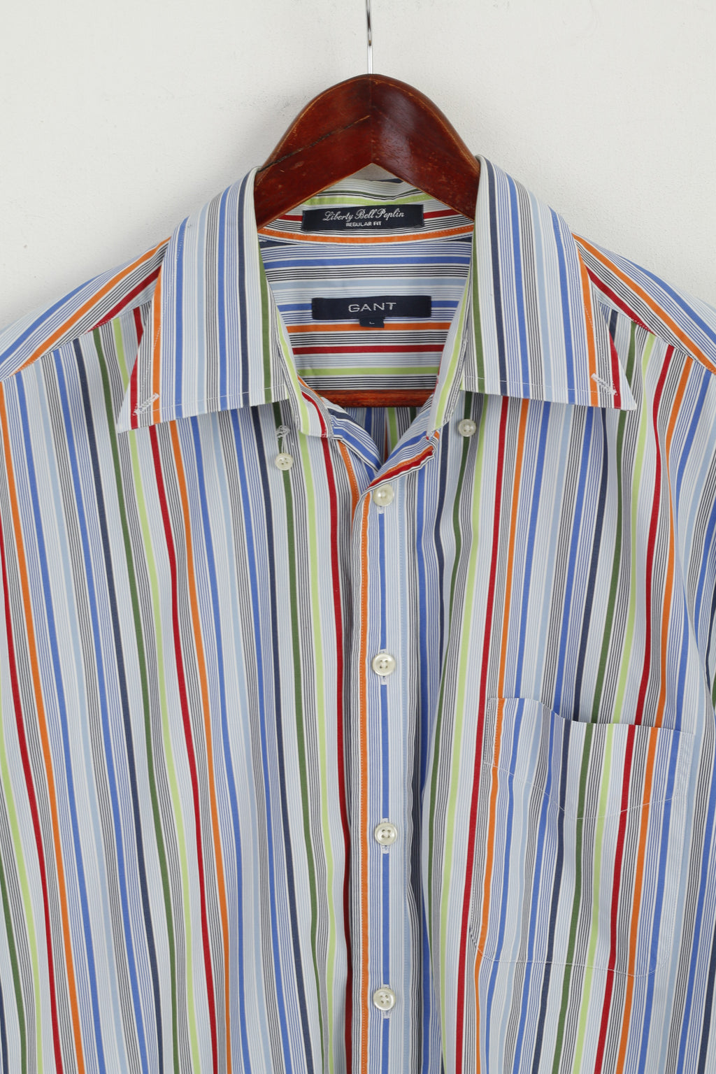 Gant Camicia casual da uomo L. Top vestibilità regolare in popeline Liberty Bell a righe di cotone blu