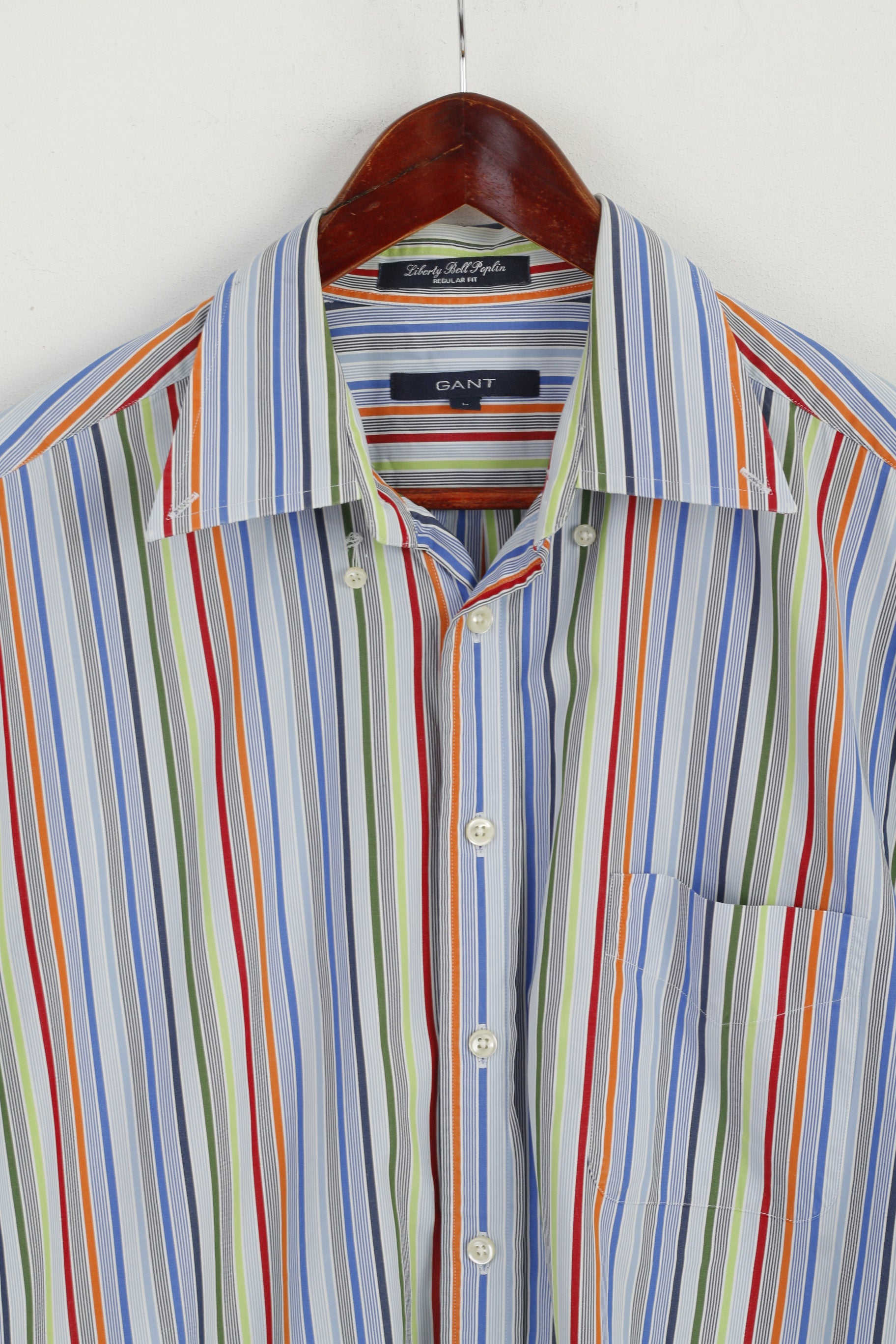 Gant Camicia casual da uomo L. Top vestibilità regolare in popeline Liberty Bell a righe di cotone blu