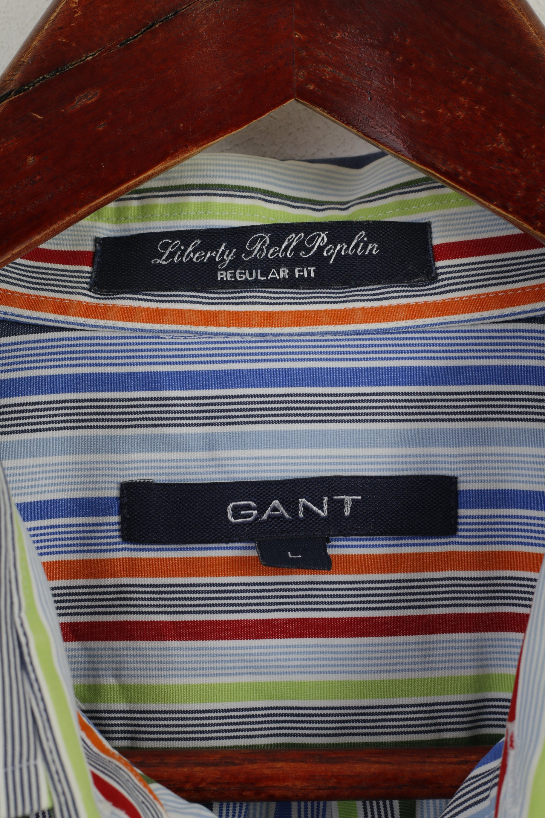 Gant Camicia casual da uomo L. Top vestibilità regolare in popeline Liberty Bell a righe di cotone blu