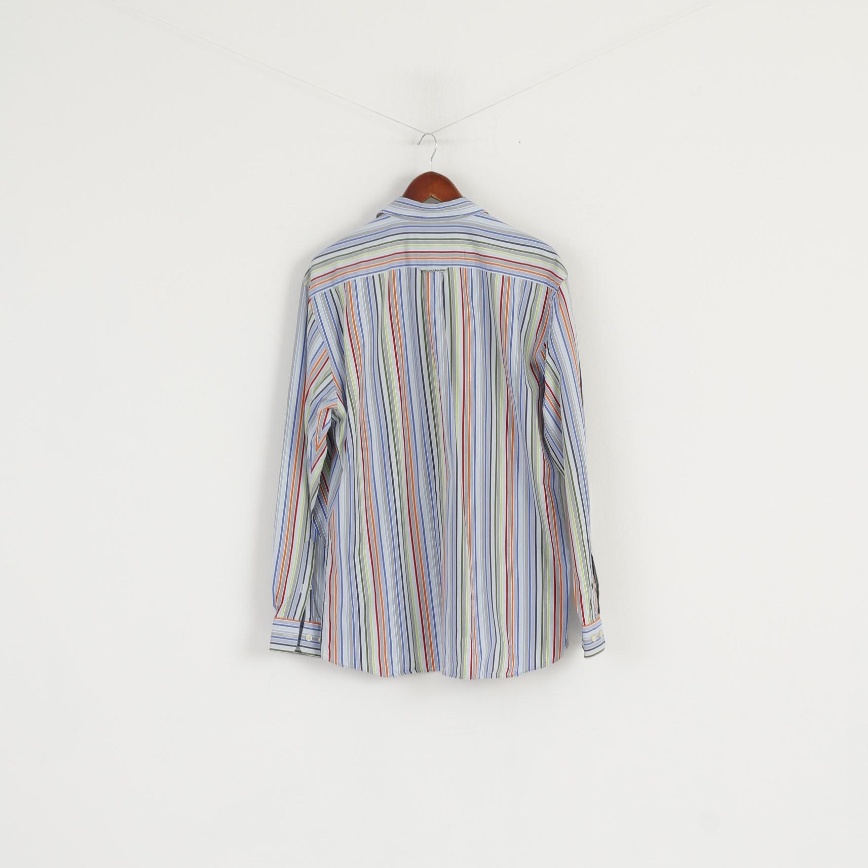 Gant Camicia casual da uomo L. Top vestibilità regolare in popeline Liberty Bell a righe di cotone blu