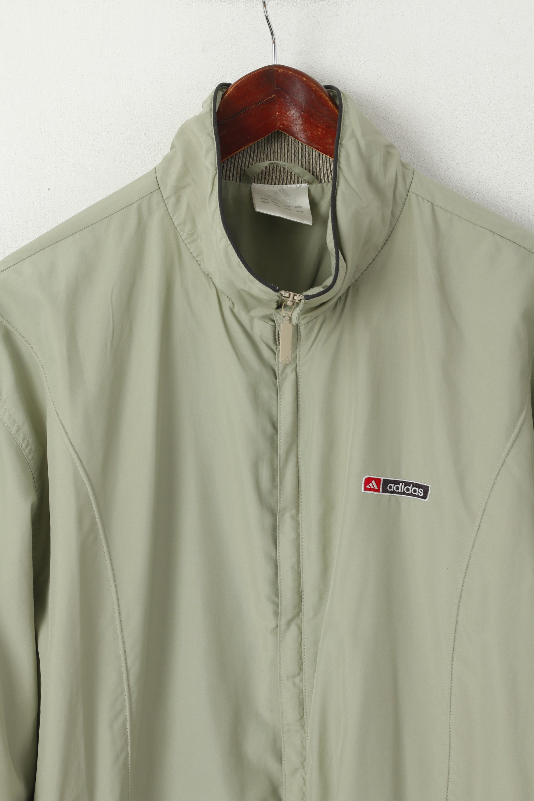 Adidas Hommes L Veste Beige vintage Sportswear Léger Rétro Zip Up Top