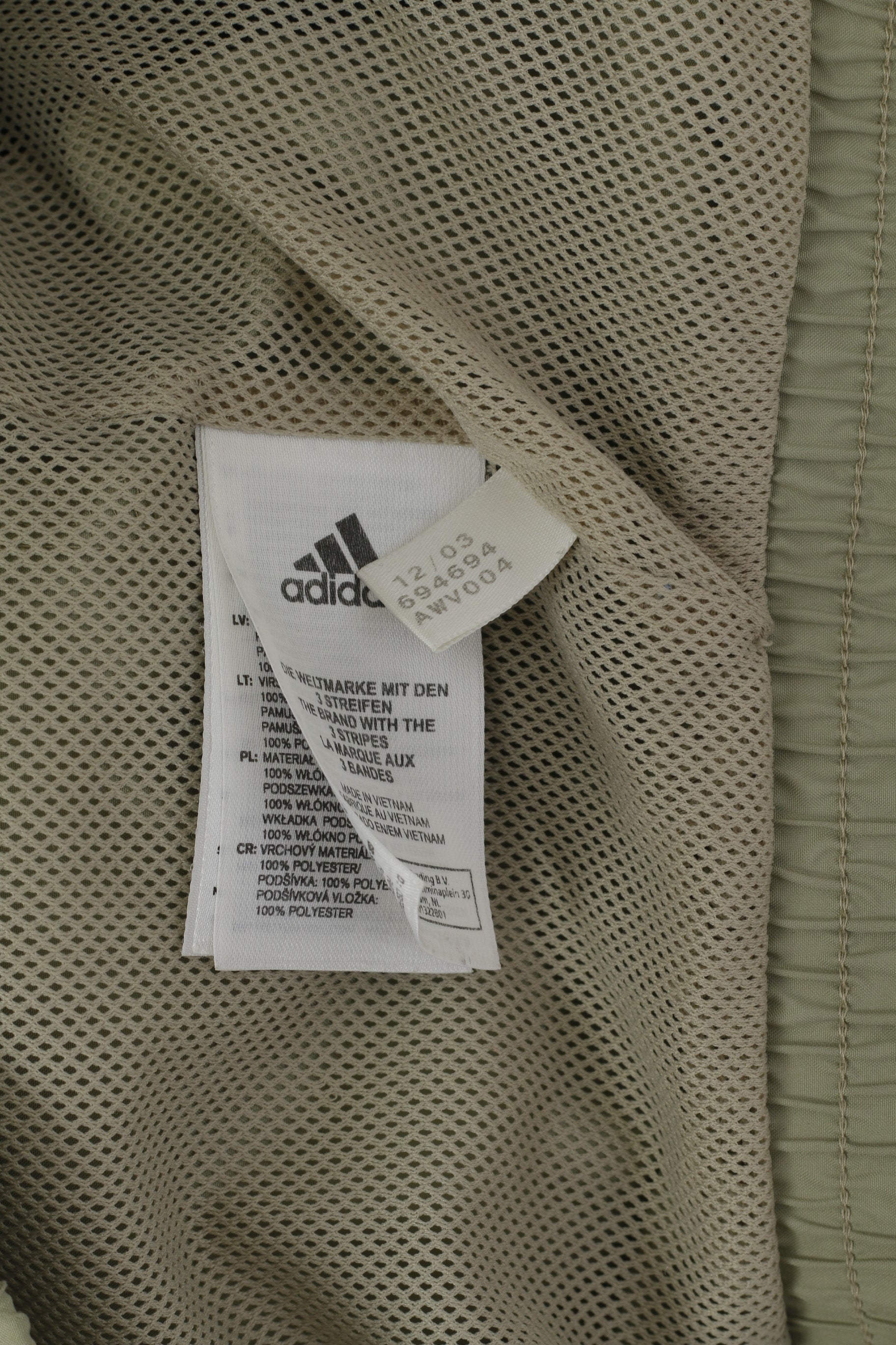 Adidas Hommes L Veste Beige vintage Sportswear Léger Rétro Zip Up Top