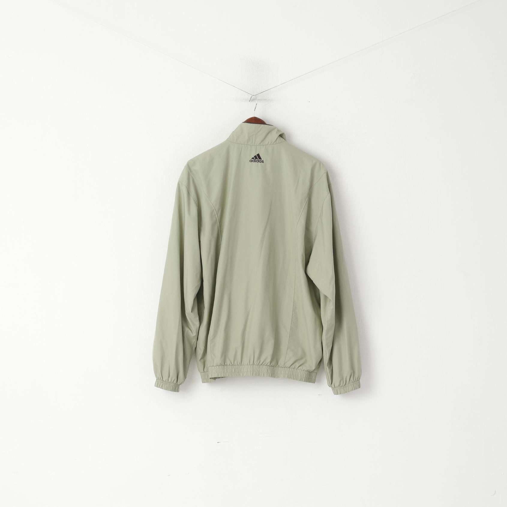 Adidas Men L Jacket Beige Vintage Sportswear Lightweight Retro Zip Up Top