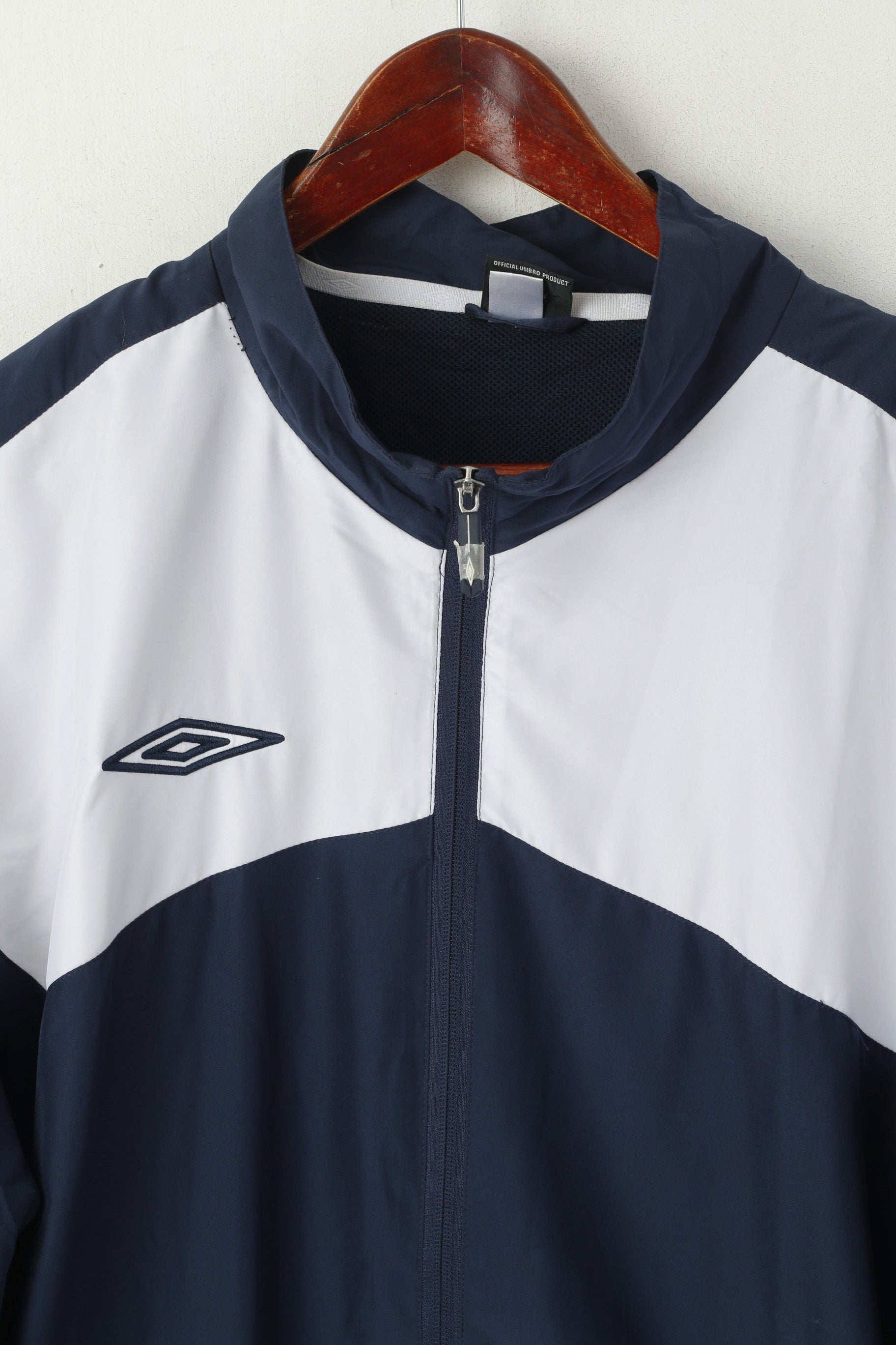 Umbro Giacca da uomo XL Blu scuro Activewear Maglia da calcio con cerniera intera retrò foderata in rete