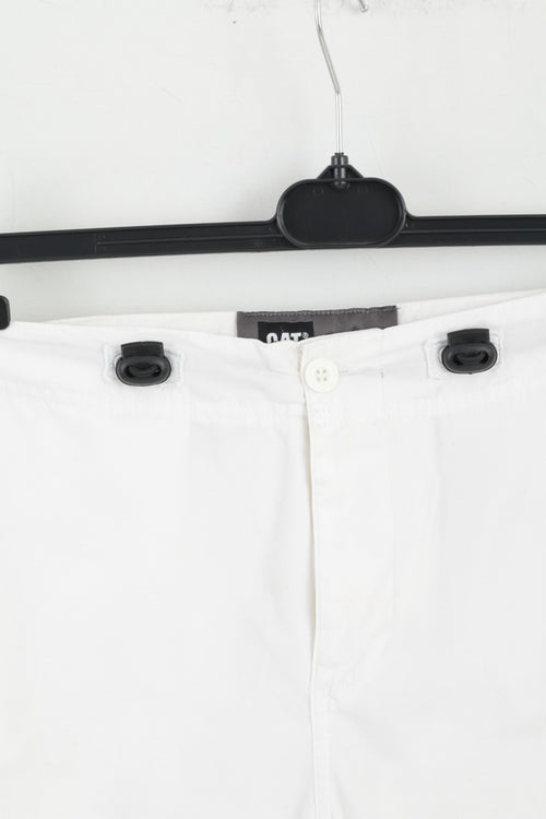 CAT Womens S Trousers White Castro Cotton Blend Lightweight Pants