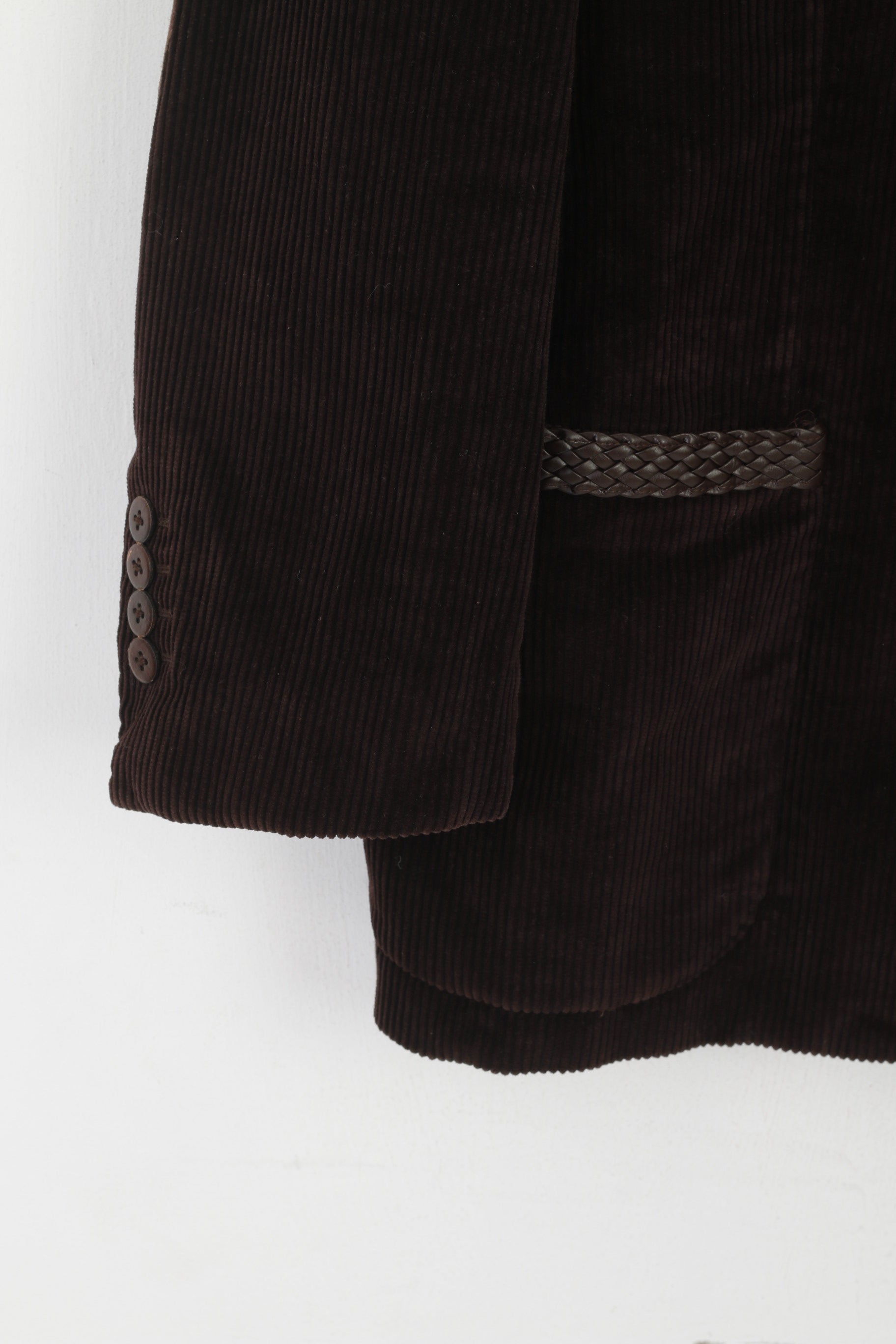 Wana Men 50 40 Blazer Brown Vintage Cotton Corduroy Made in Italy Single Breasted Jacket