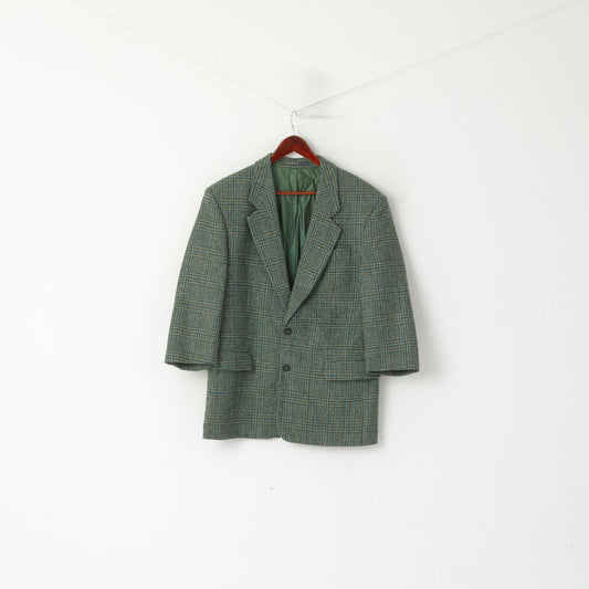 Fine Scottish Cloth di Kynoch Men 40 50 Blazer Giacca con maniche a 2/3 vintage a quadri in lana verde