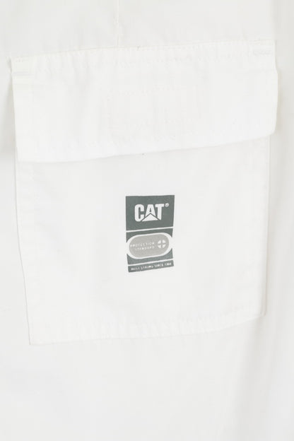 CAT Womens S Trousers White Castro Cotton Blend Lightweight Pants
