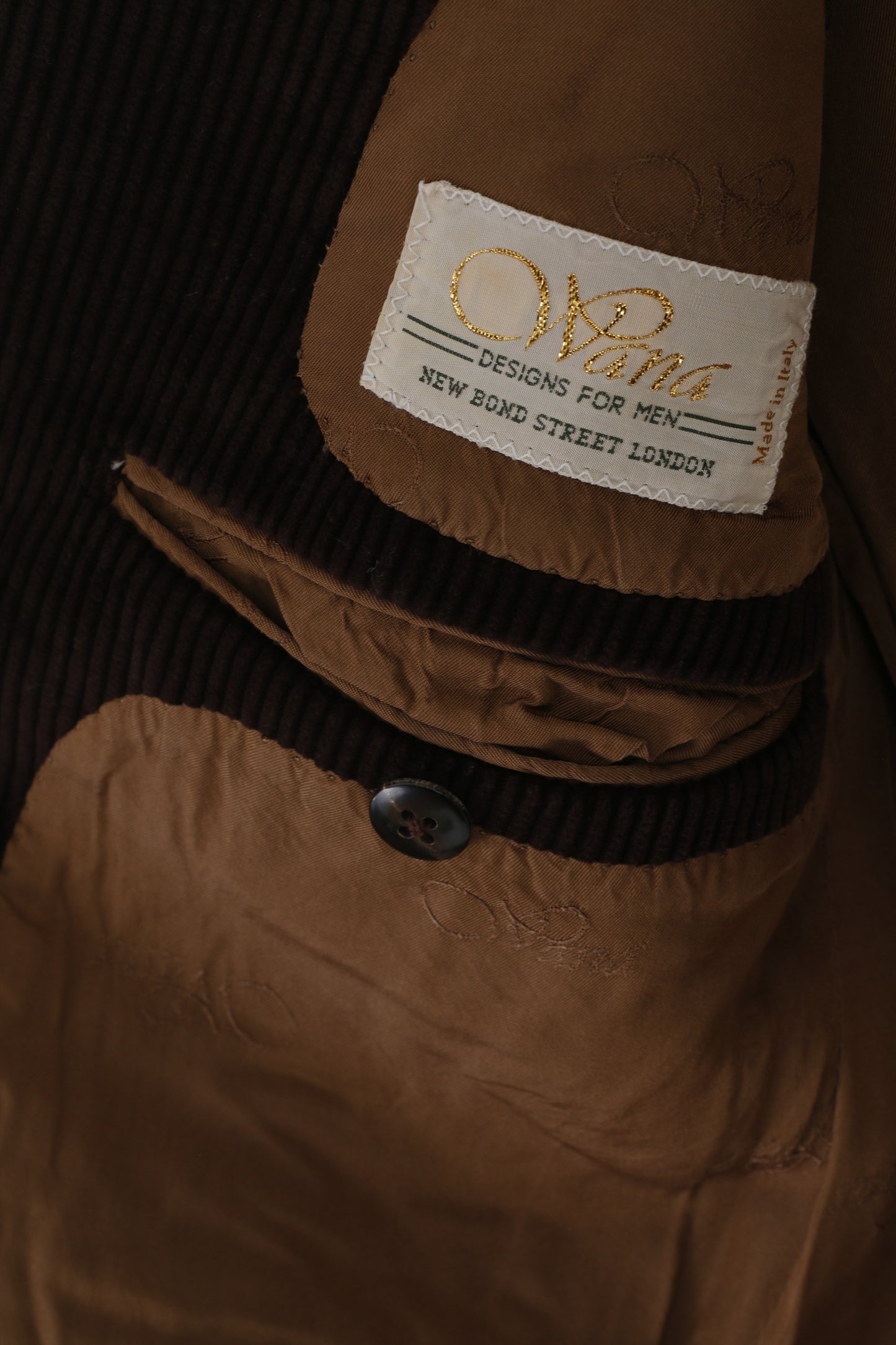 Wana Hommes 50 40 Blazer Marron vintage Coton Velours Côtelé Fabriqué en Italie Veste à Boutonnage Simple