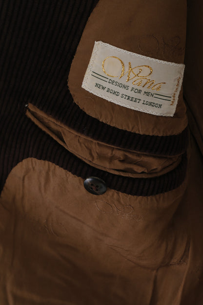 Wana Hommes 50 40 Blazer Marron vintage Coton Velours Côtelé Fabriqué en Italie Veste à Boutonnage Simple