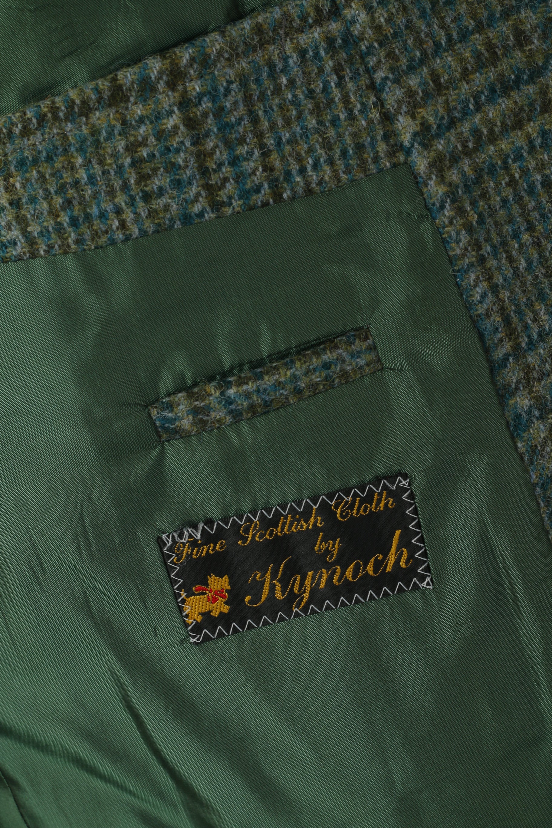 Tissu écossais fin par Kynoch Hommes 40 50 Blazer Vert Laine Vérifier vintage Veste à manches 2/3