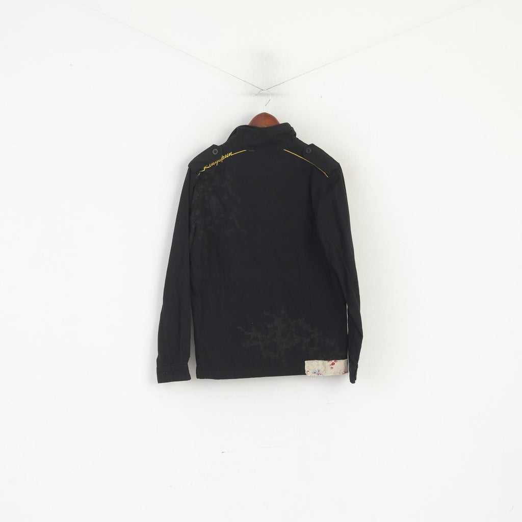 Nouveau Ringspun femmes M 10 veste en coton noir pleine fermeture éclair léger haut détaillé