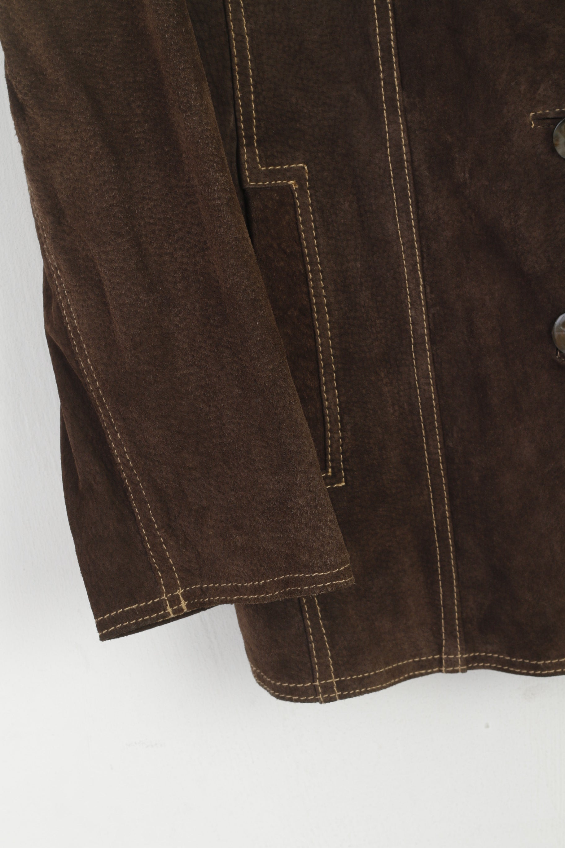 Yessica C&A Women 14 40 M Jacket Brown Leather Vintage Single Breasted Retro Top