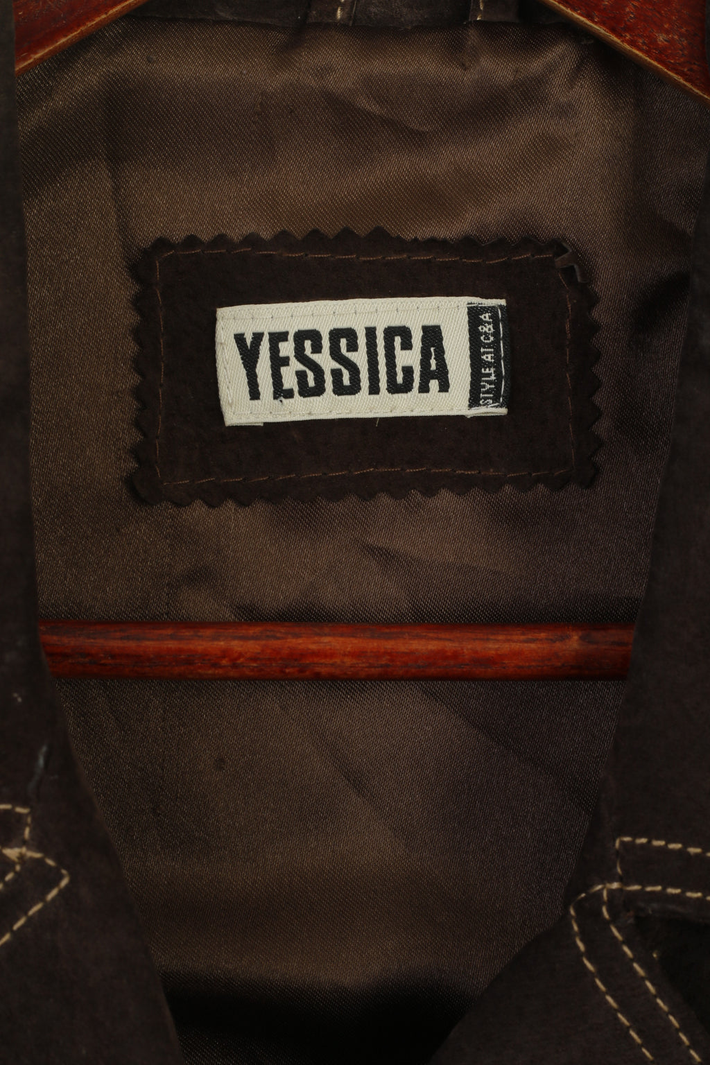 Yessica C&A Women 14 40 M Jacket Brown Leather Vintage Single Breasted Retro Top