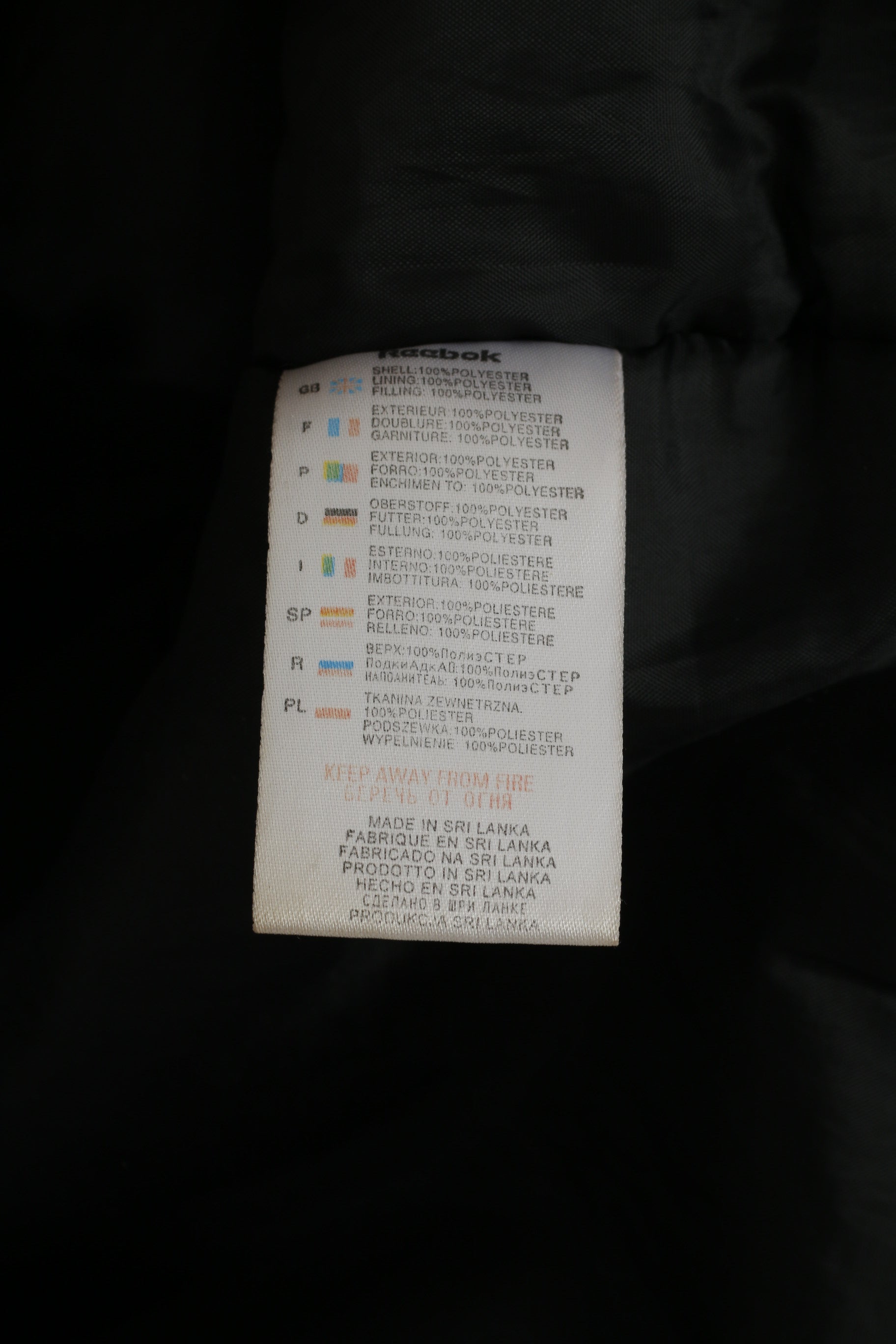 Reebok Garçons JXL 12 Âge Veste Noir Rembourré À Capuche Fermeture Éclair Complète Haut Classique