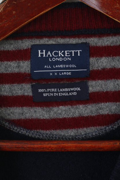 Hackett London Pull classique à col rond en laine d'agneau douce pour homme XXL (XL)