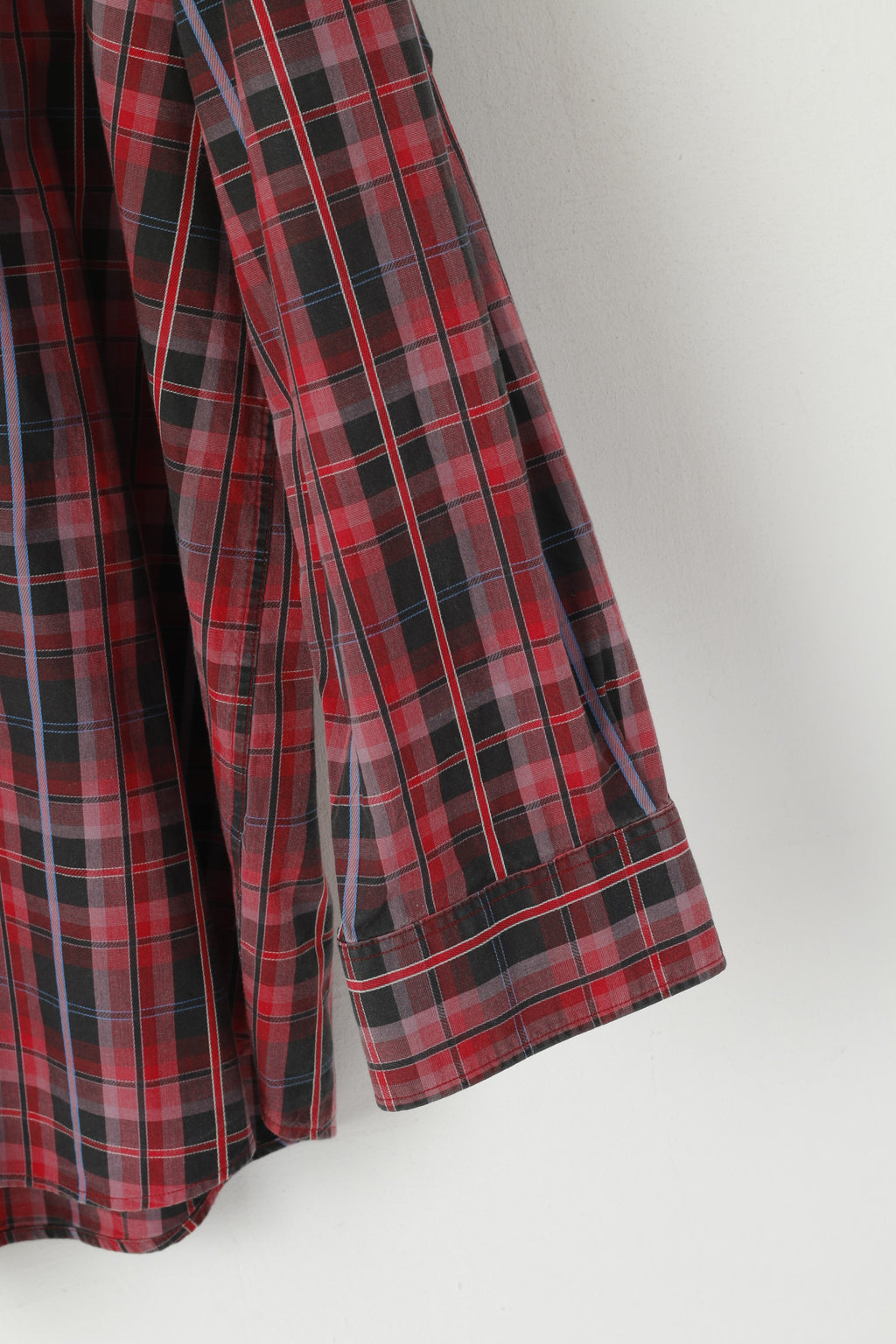 Cutter &amp; Buck Camicia casual da uomo 4XL Top a maniche lunghe taglie forti in cotone rosso a quadri