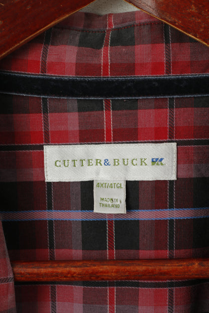 Cutter &amp; Buck hommes 4XL chemise décontractée rouge coton à carreaux grande taille haut à manches longues