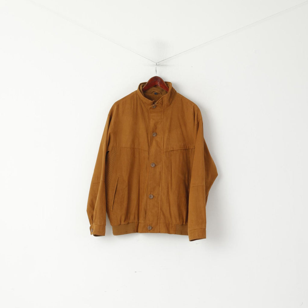 Giubbotto bomber Weatherguard da uomo L color cammello retrò morbido leggero con cerniera intera classico