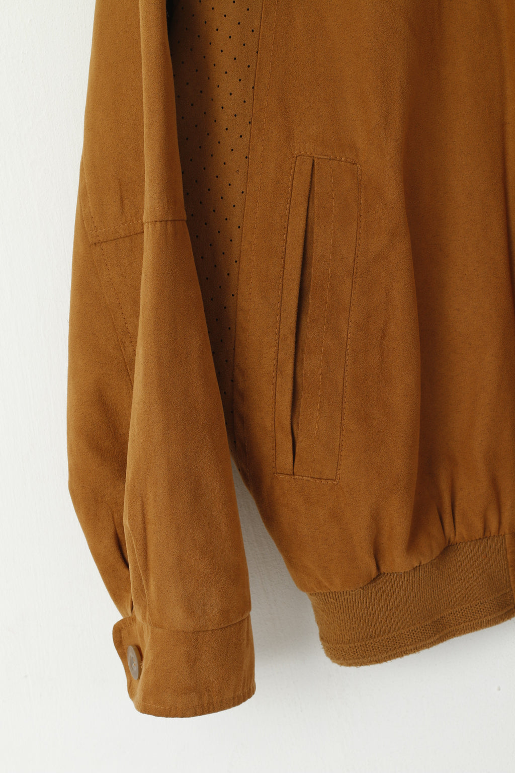 Giubbotto bomber Weatherguard da uomo L color cammello retrò morbido leggero con cerniera intera classico