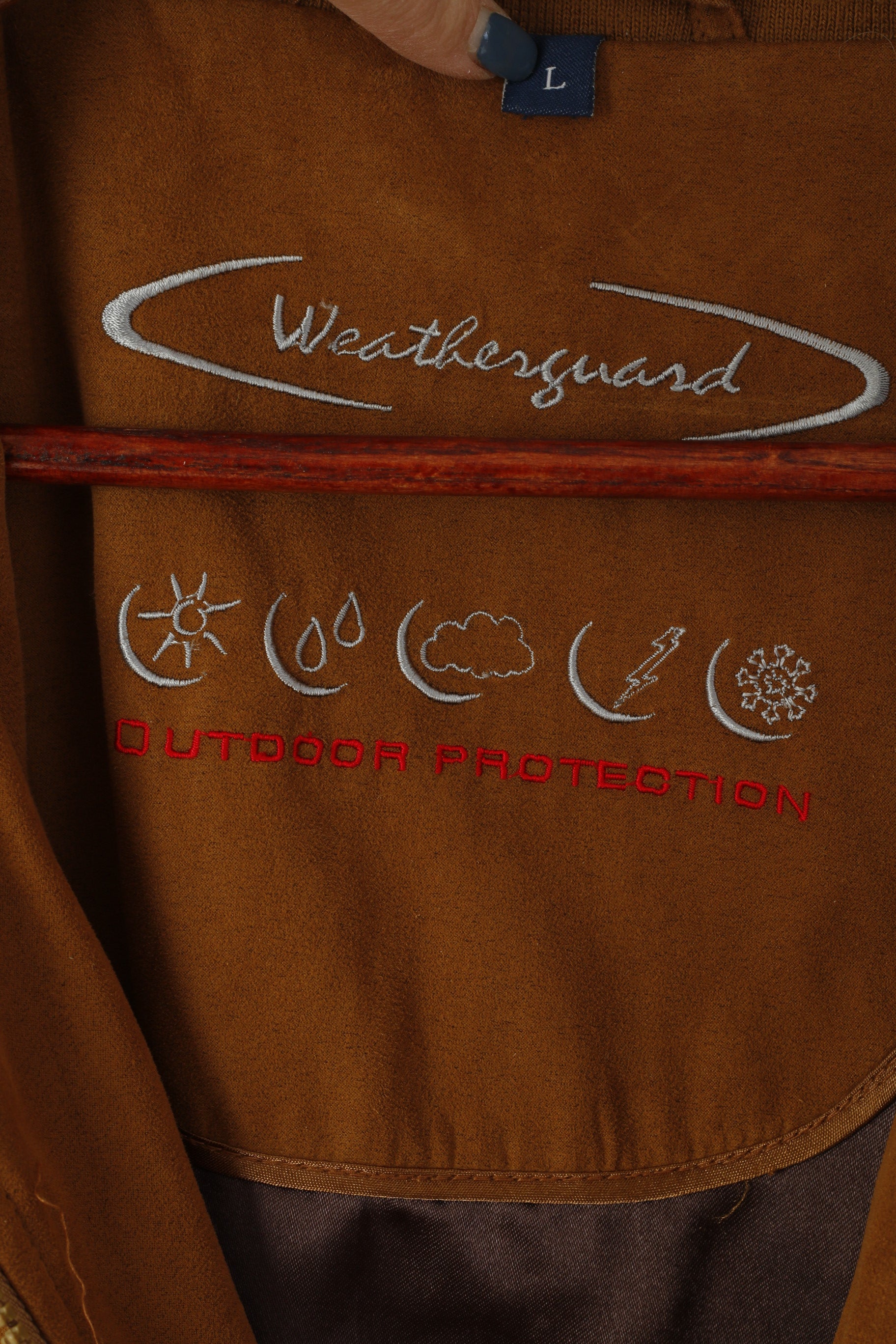 Giubbotto bomber Weatherguard da uomo L color cammello retrò morbido leggero con cerniera intera classico