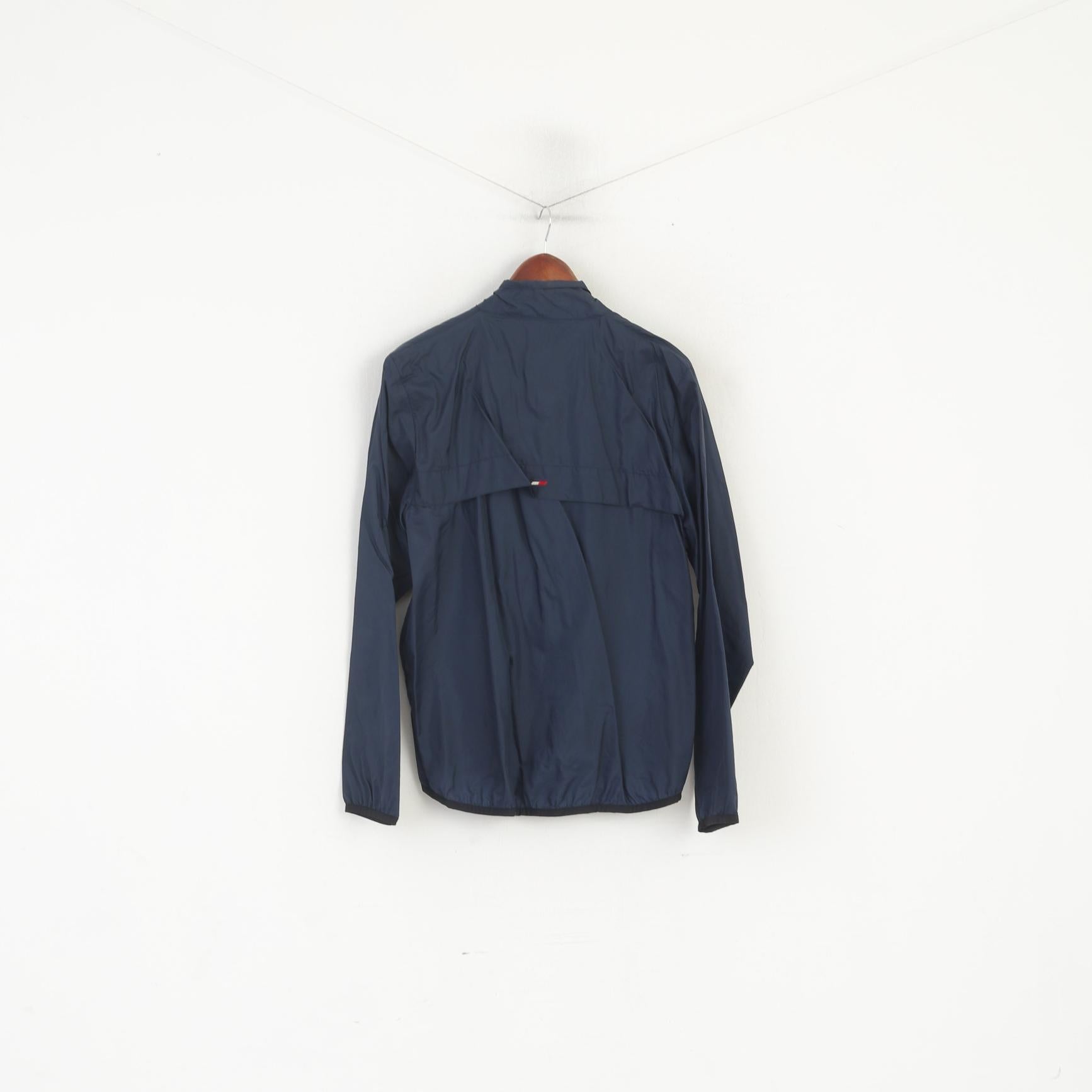 Hilfiger Athletics Men M Jacket Navy Nylon Full Zip Reflective Run Activewear Top