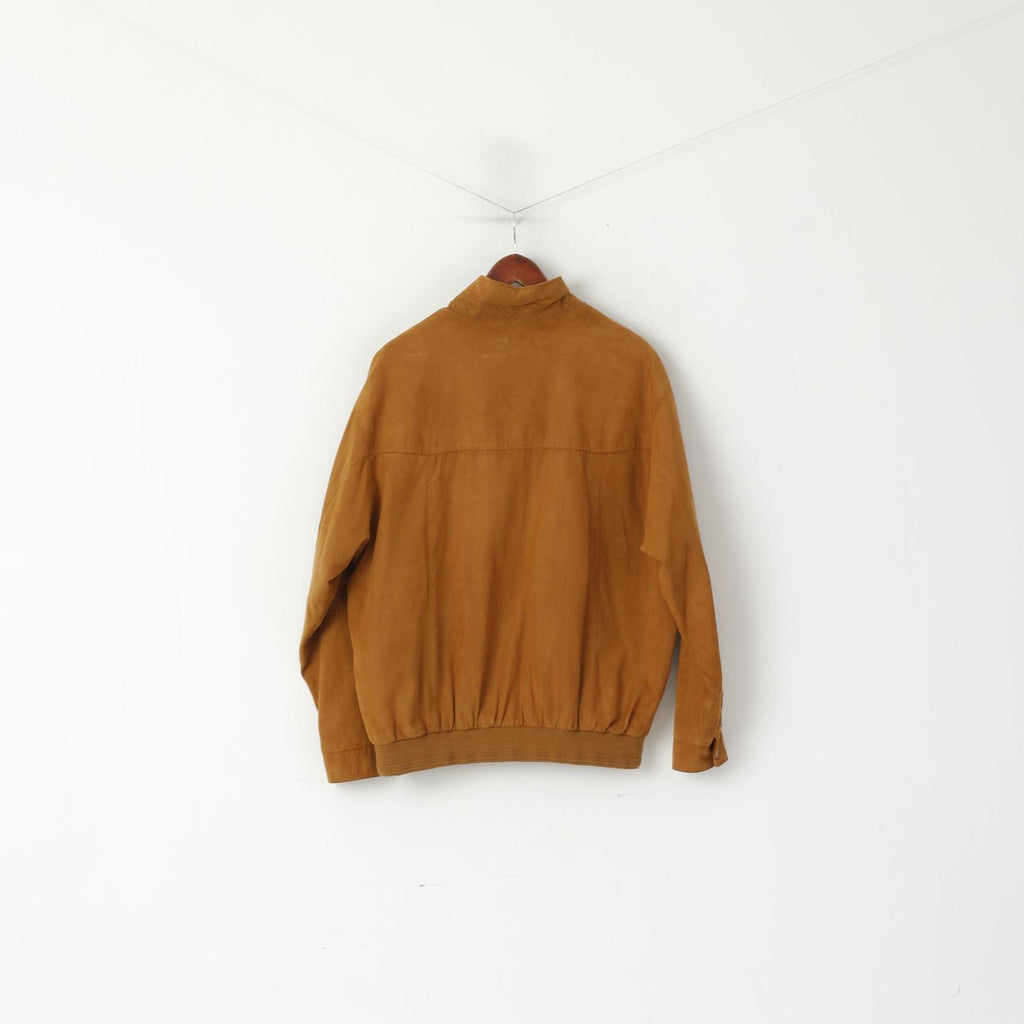 Giubbotto bomber Weatherguard da uomo L color cammello retrò morbido leggero con cerniera intera classico