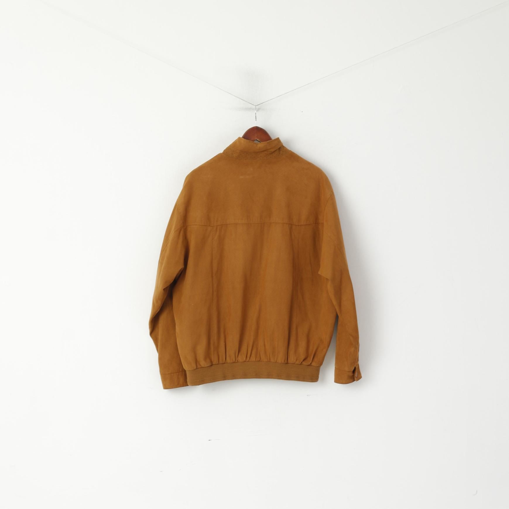 Giubbotto bomber Weatherguard da uomo L color cammello retrò morbido leggero con cerniera intera classico