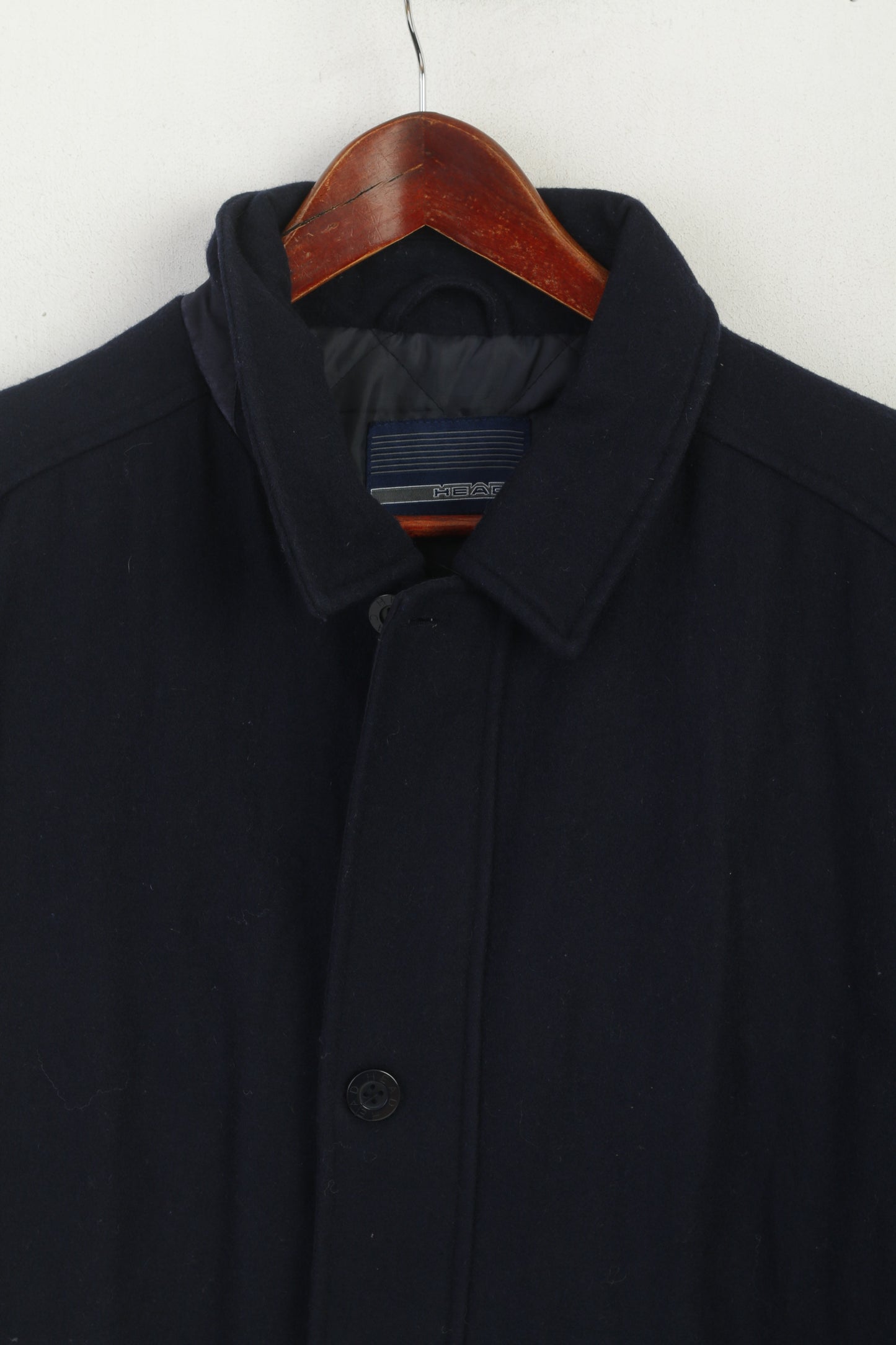 Head Men XL Jacket Navy Wool Blend Vintage Classic Full Zipper Casual Top