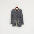 Maglione da donna Hine Seven Country Cardigan frontale con bottoni ricamati con margherite blu