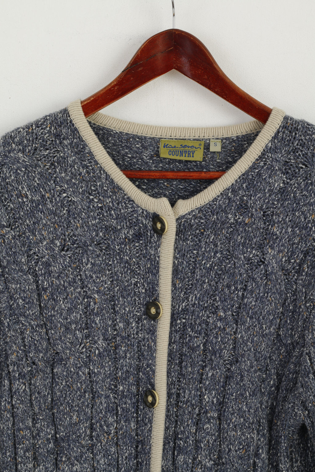 Hine Seven Country Women S Sweater Blue Embroidered Daisies Button Front Cardigan