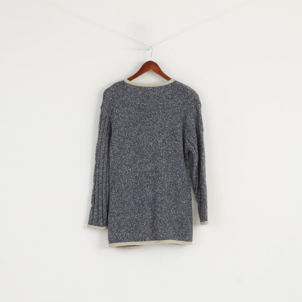 Hine Seven Country Women S Sweater Blue Embroidered Daisies Button Front Cardigan