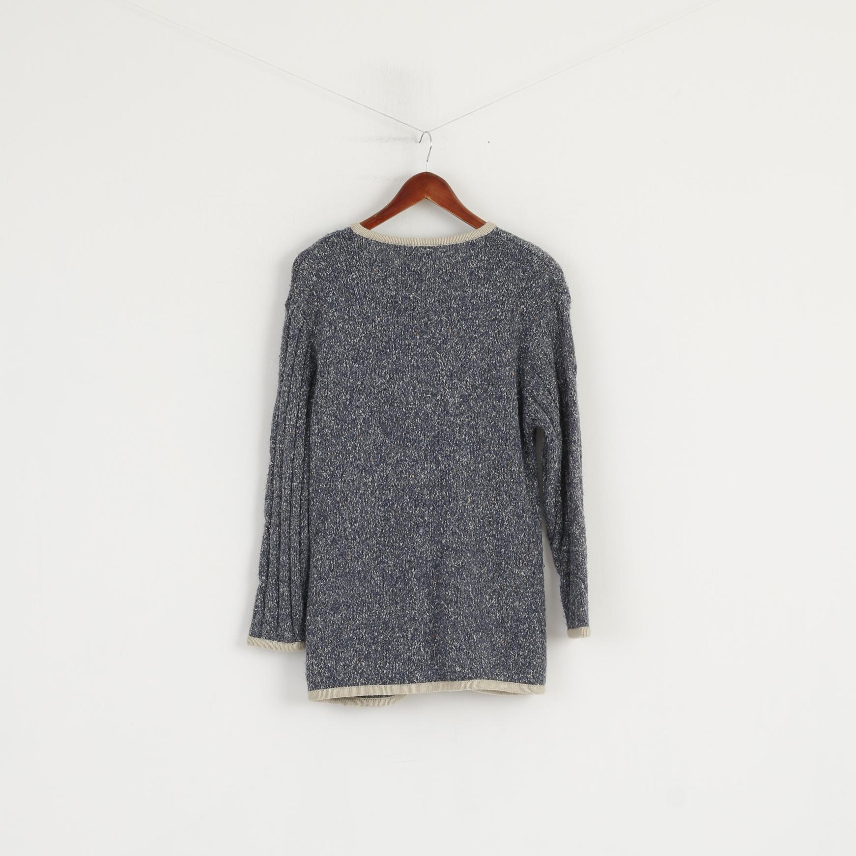 Hine Seven Country Women S Sweater Blue Embroidered Daisies Button Front Cardigan